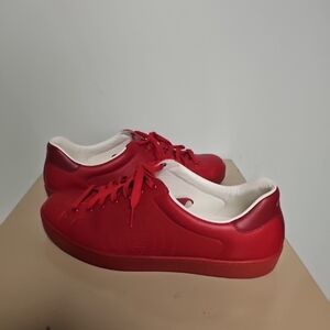 GUCCI ACE INTERLOCKING G PERFORATED LOGO LOW TOP MEN SNEAKERS (599147) Size 10